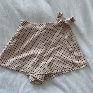cream and orange polka dot skort